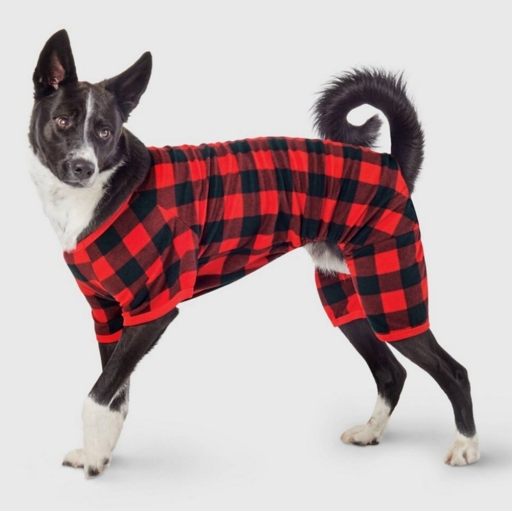 🆕️ WONDERSHOP--Buffalo Checkered Matching Family Dog / Cat Pajamas, Black/Red